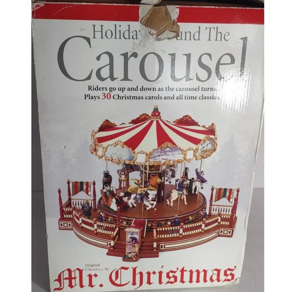 Vintage Mr Christmas Holiday Around The Carousel Music Lights Action - Picture 13 of 14